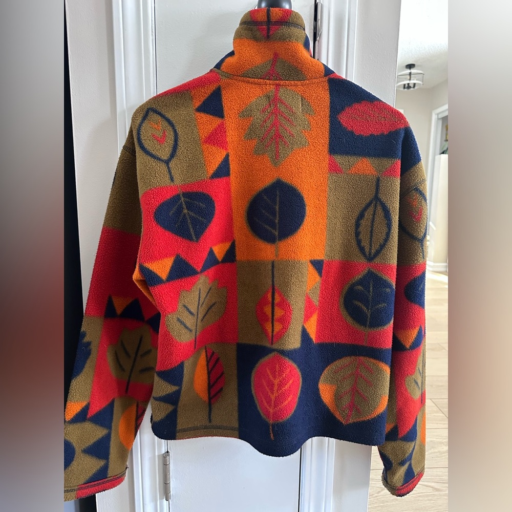 Sigrid Olsen Red and Orange Leaf Teddy Jacket